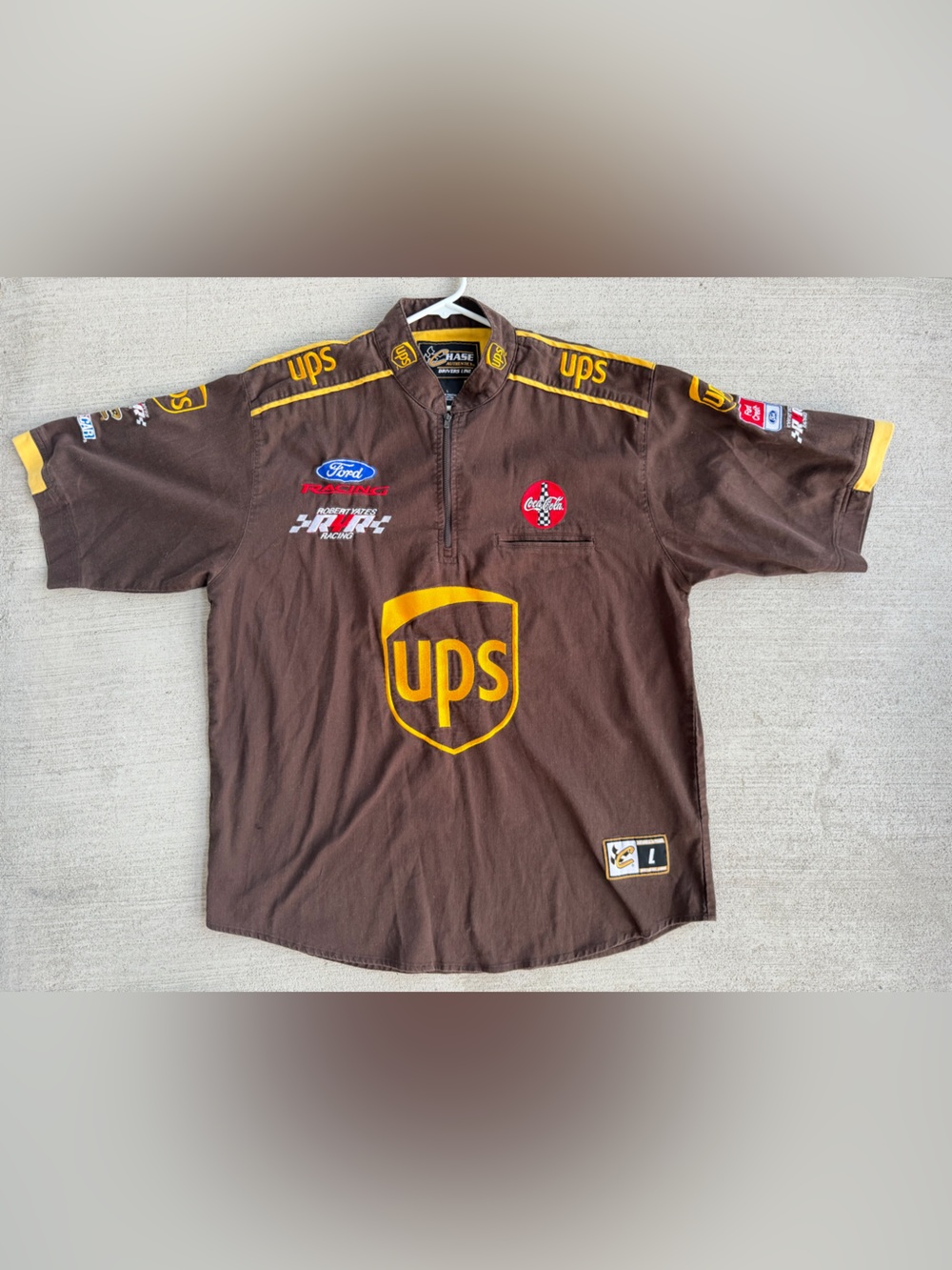 Vintage Chase Authentics UPS Ford Racing Robert Yates NASCAR 1/4 Zip Shirt Men’s